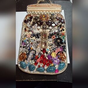 Hand Crafted Costume Jewelry Mason Jar Wall Hanging Decor 9 1/2" x 16"